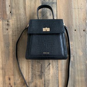 Anine Bing Katya Black Croc Leather Bag